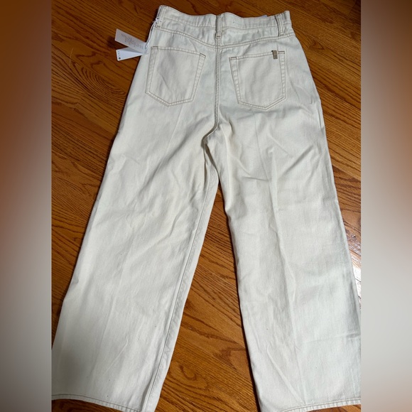 Womens Wide Leg Cream Jeans - Picture 2 of 3